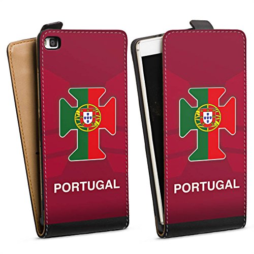 Huawei P8 Tasche Hülle Flip Case Portugal Em Trikot Fussball Football