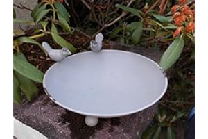 Deko-Impression Vogeltränke Vogelbad Vogelfutterstelle Eisen Massiv Grau Lackiert 22
