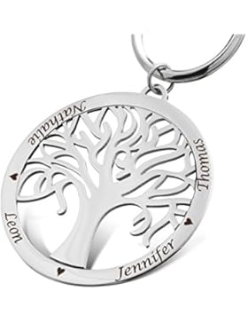 Juwelier Schönschmied- Ein Schlüsselanhänger mit persönlicher Wunschgravur - Stammbaum mit Kette Edelstahl SA23