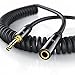 Produktbild Uplink 1,5m Premium Audio Klinken - Verlängerungskabel / AUX Spiralkabel | Stereo Klinken-Kabel | 3,5mm Stecker auf 3,5mm Buchse | passgenau | Voll-Metallstecker | vergoldete Kontakte | schwarz