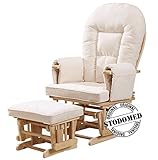Stillstuhl Schaukelstuhl Babystuhl Glider Naturfarben cremefarbene Polster - 6