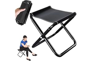 WAPASEZYAR Przenośny stołek kempingowy, składać, mini krzesło do wędkowania, lekki taboret do zewnątrz, na kemping, podróże, wędrówki, ogrod, z workiem do przechowywania