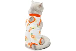AgoumLux Katzenbody Nach Op Kastration für Katze Body für Operation Leckschutz Katzenbekleidung Recovery Kleidung Baumwolle, Orange, XL