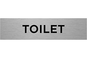 VIRO DISPLAY Slimline Aluminium Toilet Door Sign from ViroDisplay® - Rigid Brushed Silver 0.5mm - 200 x 50mm Office Sign - Durable Printed Surface - Self-Adhesive Fixing (1)