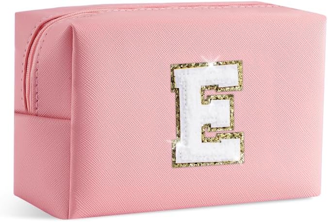 SEFORICO Small Makeup Bags for Women - Waterproof Leather Cosmetic Bag A-Z Personalized Bag Portable Travel Women's Purse Girls Gifts
