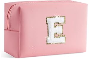 SEFORICO Small Makeup Bags for Women - Waterproof Leather Cosmetic Bag A-Z Personalized Bag Portable Travel Women's Purse