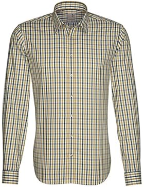 Seidensticker Herren Hemd Schwarze Rose Slim Fit gelb / grün / weiß kariert 229610.63