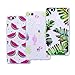 Produktbild VemMore Kompatibel für Huawei P9 Lite Hülle Silikon Transparent Durchsichtig Handyhülle Ultra Dünn Schutzhülle TPU Slim Kratzfest mit Muster [3 Packs] - Grüne Blätter + Wassermelone + Kaktus