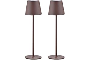 ZOEGER 2 lampade dimmerabili LED da tavolo senza fili, ricaricabili, luce calda 3000 K, lampada da tavolo per interni ed esterni, con USB-C, alluminio, IP54, impermeabile, colore nero