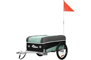 SAMAX Transport przyczep rowerowych z pokrowcem i sprzęganie, bagaż podręczny 40 kg / 120 litrów w kolorze turkusowym/szarym - edycja sportowa