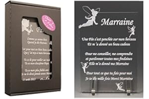 Gravure Events - Poème Marraine Fée - Cadeau Baptême - Papillon Blanc Religion - Bleu - Acrylique - Suspendu