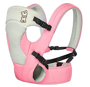 R for Rabbit Cuddle Snuggle New Baby Carriers cum Kangaroo Bag, Ergonomic Baby Carrier, Front / Back Baby Carrier Position , Adjustable Hip Seat Belt, Stylish belt for mothers, Carrier with 3 carry Position for 6 months to 24 months Kids, Max Weight up to 15 Kg ( Pink Grey )