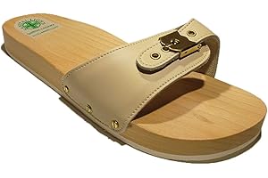 Sanital Light Art 101 Ciabatte Ciabatta Uomo Zoccolo Anatomico Pelle Beige Zoccoli Legno Mare Beige