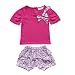TiaoBug Baby Girls Outfits Bowknot Top T-Shirt Shorts Pants with Headband Clothing Set 6-12 Months Fuchsia