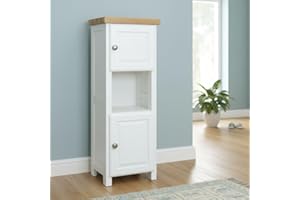 GROF GROFurniture Snow White Slim Cabinet, Hallway Storage or Livingroom Unit, Corner Display Unit with Shelf, Freestanding Tall Bathroom Cabinet Storage Organiser, Ready Assembled Bathroom Storage