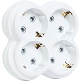 4l&uuml; Golyat Fiş, D&ouml;rtl&uuml; Topraklı Priz &Ccedil;oklayıcı Fiş, 16A 250 Volt, Max 3600 Watt (Beyaz)