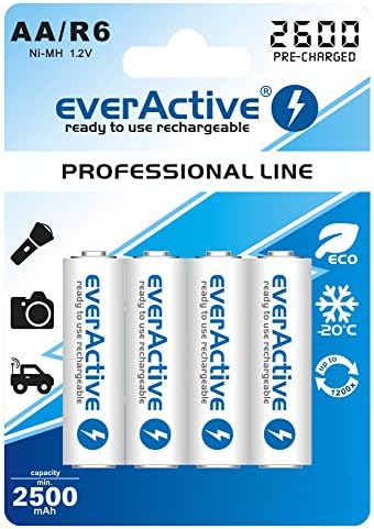 16 EverActive Prof Line Min 2500 mAh NiMH Rechargeable AA Mignon Batteries LR6 HR06