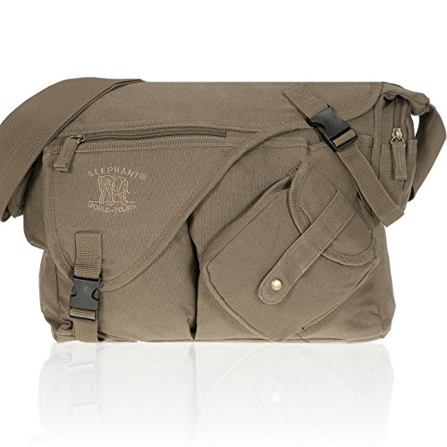 Elephant Jack Bag Canvas Notebooktasche Schultertasche 11822 OLIV
