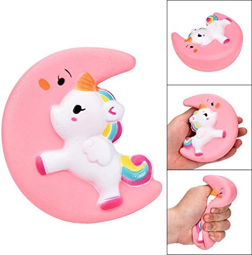 Stress Reliever Toys, TUDUZ Newest Funny Creative Kawaii Squishy Cute Moon Unicorn Scented Cream Slow Rising Squeeze Decompression Toys Gift (Pink)