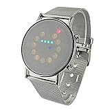 Herren LED Uhr Edelstahl Armband,Kimdera Armbanduhr Mesh-Metallband Silber Quarz Mode Damenuhr Ultra-flach dünn Ultra Thin Dial (Silber)