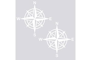 Pimastickerslab Kit 2 Adesivi Bussola Rosa dei Venti 4x4 off Road Rosa dei Venti Auto Camper Decalcomanie Scegli Colore e Misura -cod. 1655- (010 Bianco, Diametro CM 10)