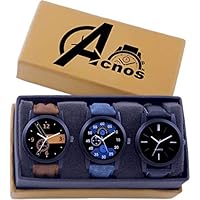 Acnos Brown Blue and Black Analog Watches for Men Pack of - 3(l-01-02-05)