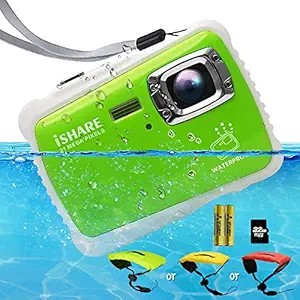 ISHARE Waterproof Kids Camera, Underwater Digital Kids Camera 21MP Full HD 1080p Video Cute Camera 2.0