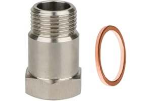 HYMUUNI M18x1.5 Thread Adapter Stainless Steel Weld Bung Mounting Fitting Car Oxygen o2 Sensor Adapter with 1pcs Gaskets for Exhaust Systems with M18 x 1.5 Sensor Holes