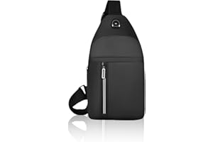 JIIJCAAC Small Sling Bag Cross Body Chest Bag Shoulder Bag for Men Women Water Resistant Crossbody,Messenger Bag with Zipper and Adjustable Strap, Mens Gifts for Fathers Day(Black)