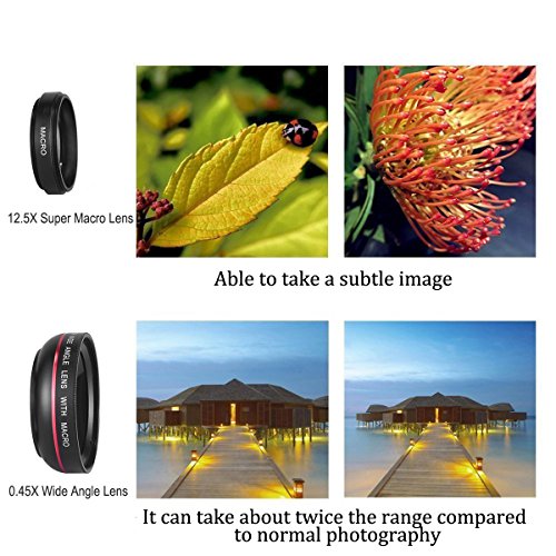 Mactrem Lentes de Mov  l   ngulo Amplio Ojo de Pez de 3 en 1 Clip-On con lente angular ojo de pez para iPhone6 6s 12 5X Super Macro Lens   0 45X Wide Angle Lens para iPhone 7   7 Plus   6   6 Plus   5S   5  Samsung Galaxy S6   S6 Edge   S5  etc