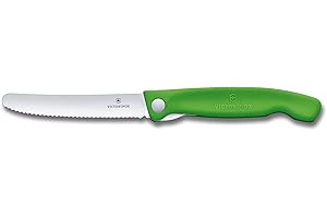Victorinox Swiss Classic faltbares Gemüsemesser, Wellenschliff, 11 cm, grün