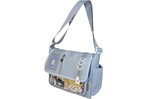 Haowul Cute Messenger Bag Kawaii Japanese Ita Crossbody Itabag, Nylon Shoulder Bag for Women Men, Blue, Medium