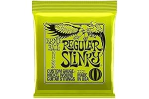 Ernie Ball Regular Slinky Guitar Strings - includes spare E (10) string and 6 free Giocoso plectrums