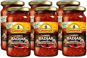 Conimex - Sambal Badjak - 200g x 6 bottles - Baked & Spicy Hot Chili Paste - Spicy - Flavoring - Food Enhancer - East-asian Cuisines - Marinades - Soup - Oriental dishes - Rich ingredients