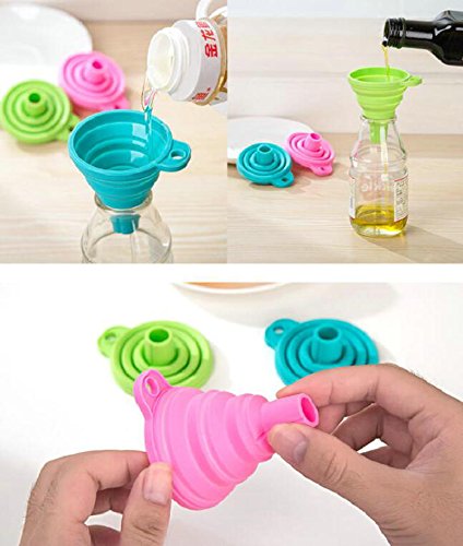 Cosanter Silikon Falttrichter, 7.5cm Durchmesser,Trichter perfekt für die Küche und Heimwerken,Mini,3 Stück/set - 4