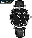 Stuhrling Original Herren-Armbanduhr aus Kalbsleder – Kleid + lässiges Design – Analoges Zifferblatt mit Datum, 3997Z Uhren für Herren Kollektion