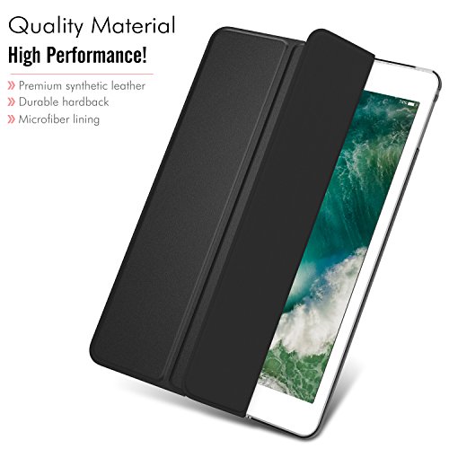 MoKo Hülle für Neu iPad 9.7 Zoll 2017 – PU Leder Tasche Schutzhülle Schale Smart Case mit Translucent Rücken Deckel, mit Auto Schlaf / Wach Funktion und Stanfunktion für New Apple iPad 9.7″ IOS 10 Retina Display Tablet, Schwarz - 3