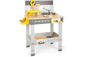 Small Foot 11806 Banco de Trabajo Miniwob de Madera, Herramientas, Accesorios, Juego de Tornillos, a Partir de 3 años.