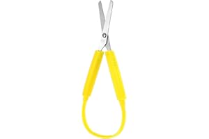 TELOOCO Mini-Schlaufenschere, adaptives Design, selbstöffnend, Sicherheitsfunktion, für Kinder und Schulen, besondere Bedürfnisse, tägliches Basteln, Gelb, 1 Stück