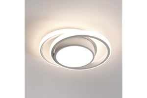 Seamoon Plafoniera LED Soffitto, Lampada da Soffitto Moderna Rotondo 32W per Camera da Letto, Lampadario Led Luce Neutra 4500K 3600LM per Soggiorno Sala da Pranzo Balcone Cucina, Dia 28cm