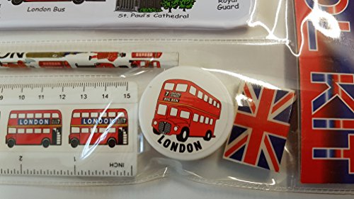  1 Bestselling All In One School Kit - London Souvenir - Pen   Pencil Case  Sharpener  Eraser   Rubber  Ruler  inches cm  - Trousse   Federmappchen   Caja de Lapices   Astuccio - White - EVERYTHING LONDON - Black Cab   Red Phone Box   London Bus   Royal Guard   Beefeater   Tower of London   Big Ben   Westminster Abbey   Tower Bridge   St Paul s Cathedral - Top Quality Product