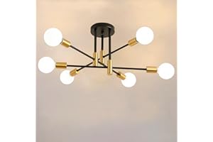 Hudi Fyier Modern Chandelier Light Fixtures, Creative Semi Flush Mount Ceiling Light, Pendant Lighting for Living Room Bedroom Dining Room Kitchen Office (6-Light)