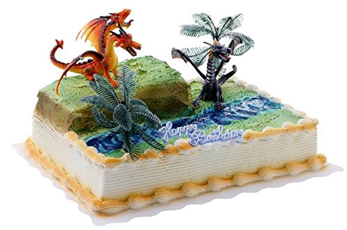 Cake Company 2 hochwertige Drachen Torten-Figuren von Bullyland mit Happy Birthday Schriftzug | Kunststoff-Figuren mit 2 Plamen für Torten-Deko | Sammelfiguren ideal für Motiv-Torten | Kuchen-Figur