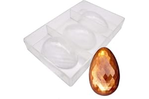 VALINK 3 Trous Pâques Œuf Polycarbonate Chocolat Moule Transparent Diamant Œuf DIY Fait à la Main Fabriquant Glace Confectionner Plateau Plats à Four Confiserie Gâteau Cuisson Cuisine Fournitures - 27 x13.5