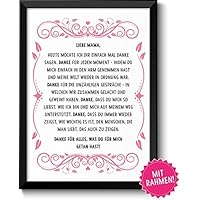 Danke Mama Geschenkideen Muttertag Geburtstag, persönliches Muttertagsgeschenk Geburtstagsgeschenk Frauen mit Rahmen in A4