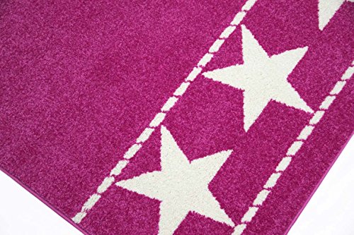 Kinderteppich Spielteppich Kinderzimmer Teppich Sternteppich Konturenschnitt Pink Creme Größe 80×150 cm - 2