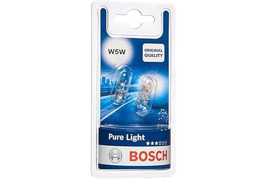 Bosch W5W (501) Pure Light Car Light Bulbs - 12 V 5 W W2,1x9,5d - 2 Bulbs