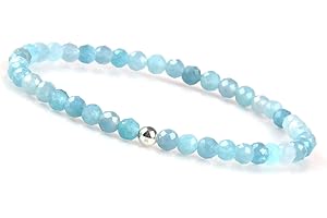 ‎GD GOOD.DESIGNS GD GOOD.designs EST. 2015 Aquamarin Armband Damen mit echten Natursteinen und 925 Silber Perle I Naturstein Armband aus facettierte 4mm Edelstein Perlen - Inkl. Geschenkbeutel