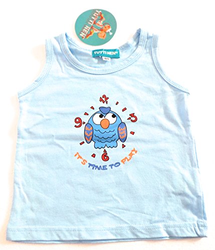 Vêtements Enfant Bébé - T-Shirt Débardeur Marcel Bleu Ciel - Hibou - 23 mois