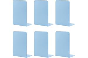 MSDADA Buchstützen aus Metall L, 102x203x135mm, 3 Paar CD Buchständer Kinder, Bücherregal für Schule Zuhause Büro Bibliothek Decorative(Hellblau)